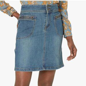 NEW prAna Women's Jean Skirt Broadway Denim Skirt True Blue Pockets size 0